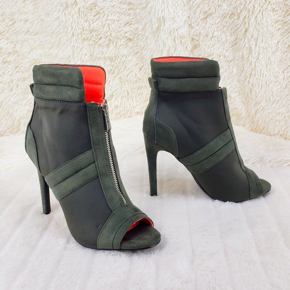 Front Zipper 4" High Heel Ankle Boots - Picture 10 of 11